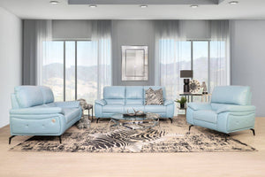 Maddox 3+2+1 Leather Sofa Suite - Available on Special Order Plan Only Leather Sofa Leather Gallery Light Blue 