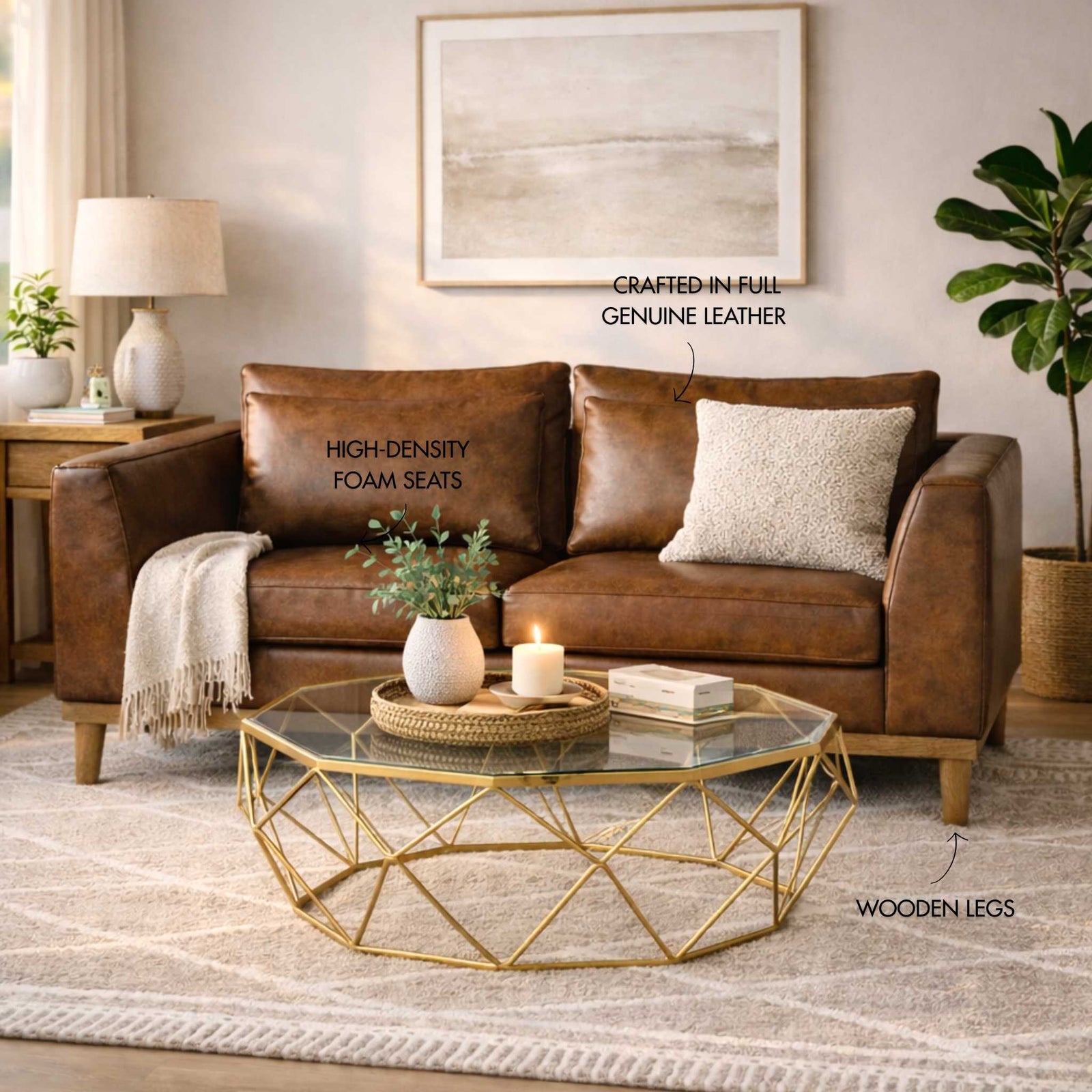 Modena 2-Seater Leather Sofa