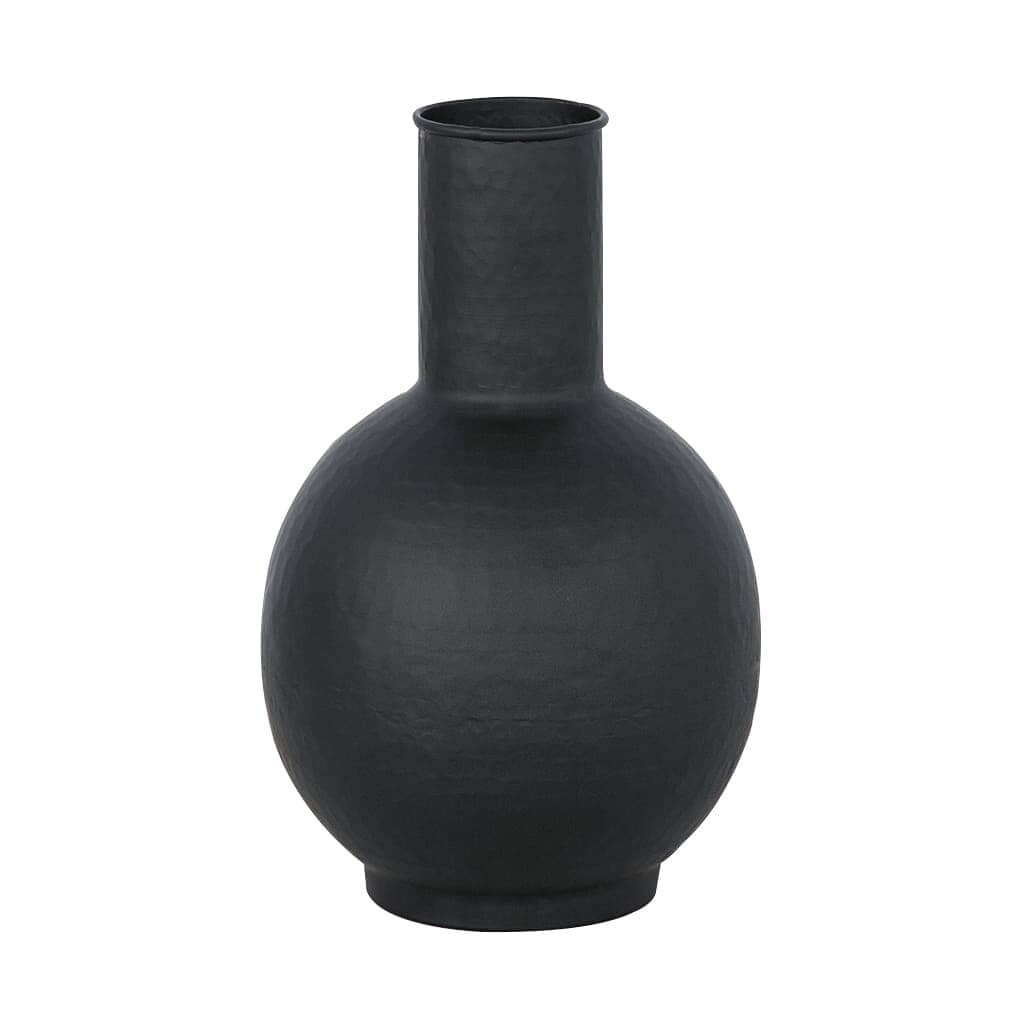 Munich Hammered Vase Vase Leather Gallery Black 26 x 40cm 