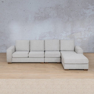Stanford Fabric Modular Sofa Chaise - RHF Fabric Sectional Leather Gallery Oyster 
