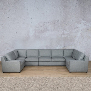 Rome Fabric Modular U-Sofa Sectional Fabric Corner Suite Leather Gallery Pebble 