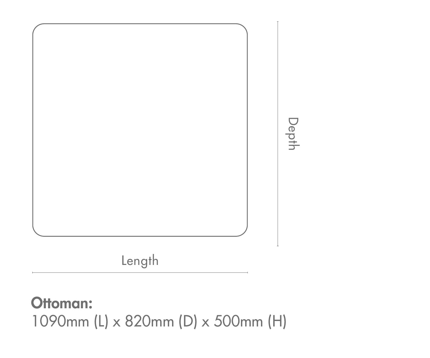 Measurement chart for Rome Fabric Ottoman