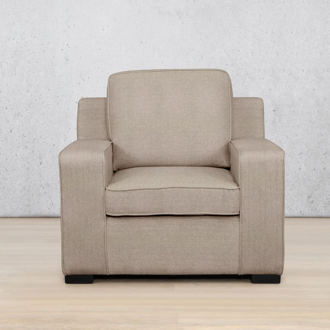 Rome fabric 1-seater couch, front view - Kenya Sand | Couches for sale, single couch, modern couch, fabric couch