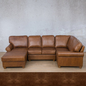 Salisbury Leather U-Sofa Chaise Sectional - LHF Leather Sectional Leather Gallery Royal Cognac 