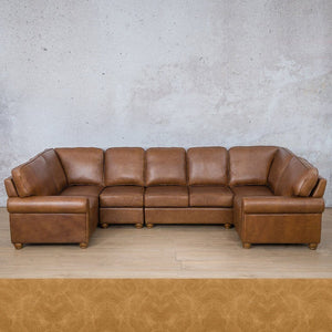 Salisbury Leather Modular U-Sofa Sectional Leather Sectional Leather Gallery Royal Hazelnut 