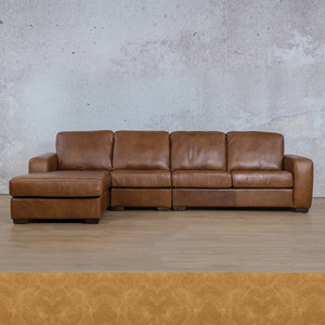 Stanford Leather Modular Sofa Chaise - LHF Leather Sectional Leather Gallery Royal Hazelnut 