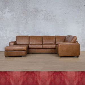Stanford Leather U-Sofa Chaise - LHF Leather Sectional Leather Gallery Royal Ruby 