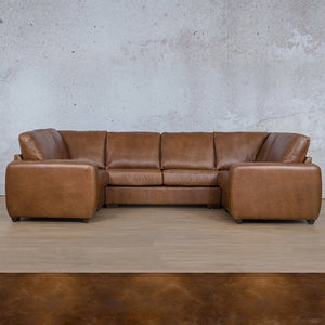 Stanford Leather U-Sofa Leather Sectional Leather Gallery Royal Walnut 