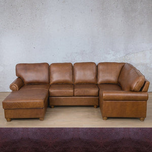 Salisbury Leather U-Sofa Chaise Sectional - LHF Leather Sectional Leather Gallery Royal Coffee 