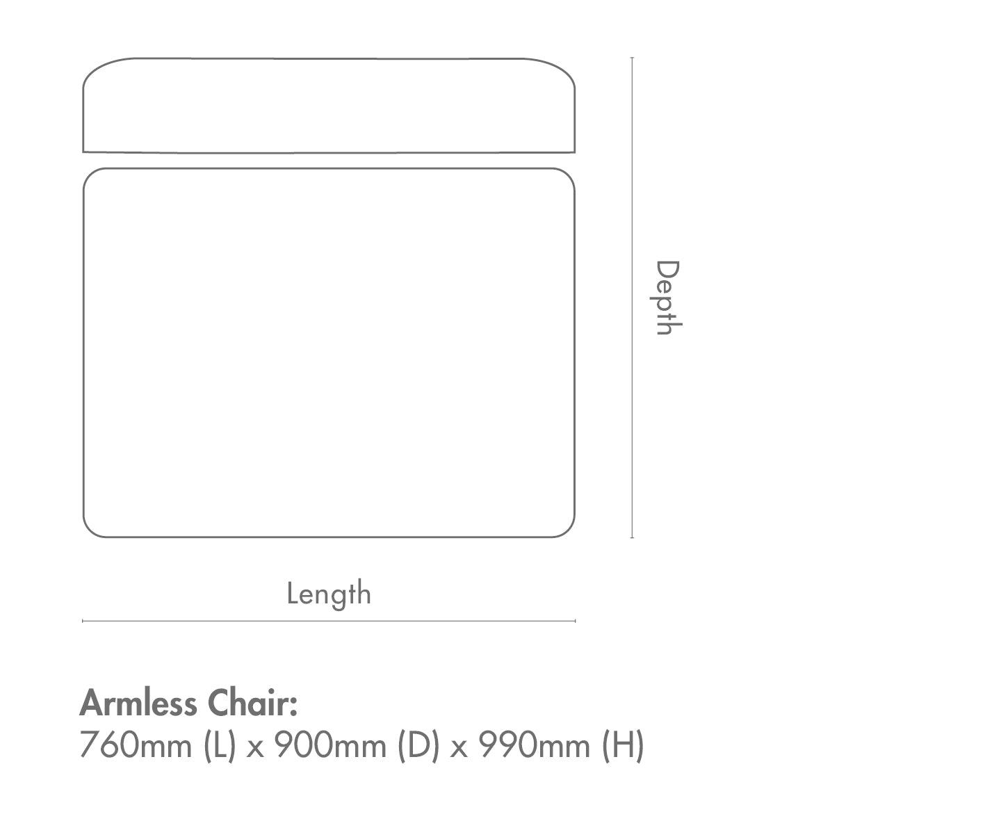 Measurement chart for Stanford Fabric Armless Chair