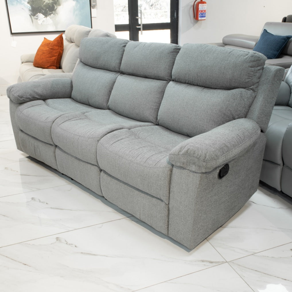 Tinetto 3 Seater Recliner - Chromium Grey - Warehouse Clearance