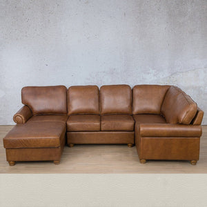 Salisbury Leather U-Sofa Chaise Sectional - LHF Leather Sectional Leather Gallery Urban White 