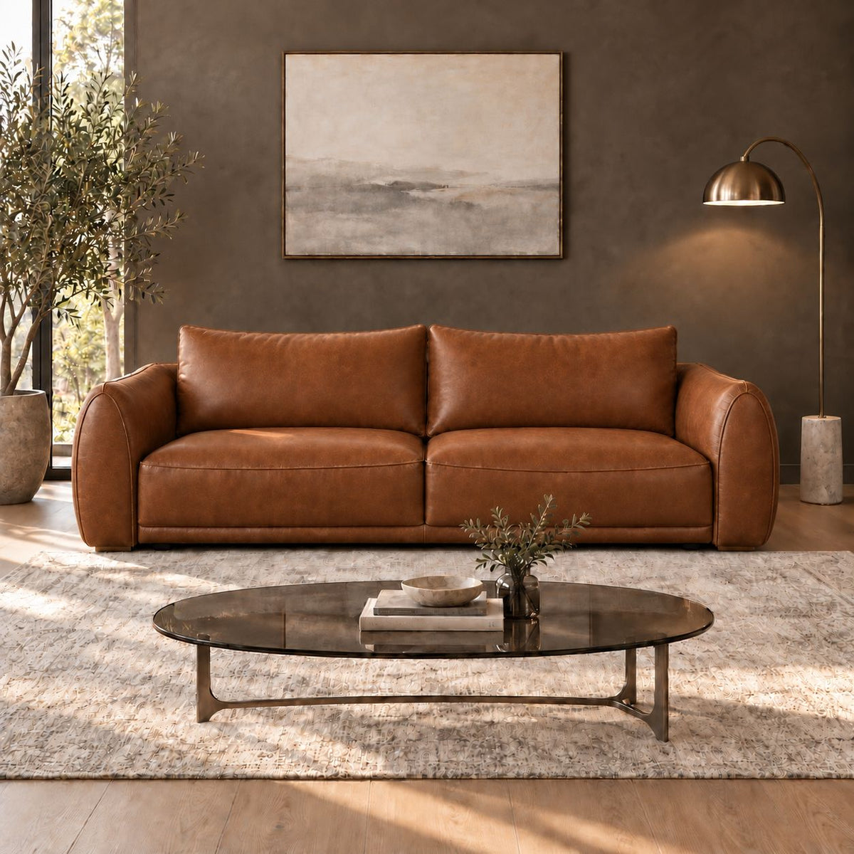 Valen Leather Couch - Midnight Brown