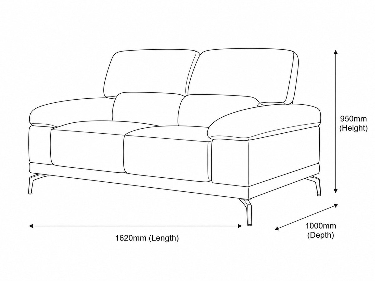 Adaline 2 Seater Leather Couch