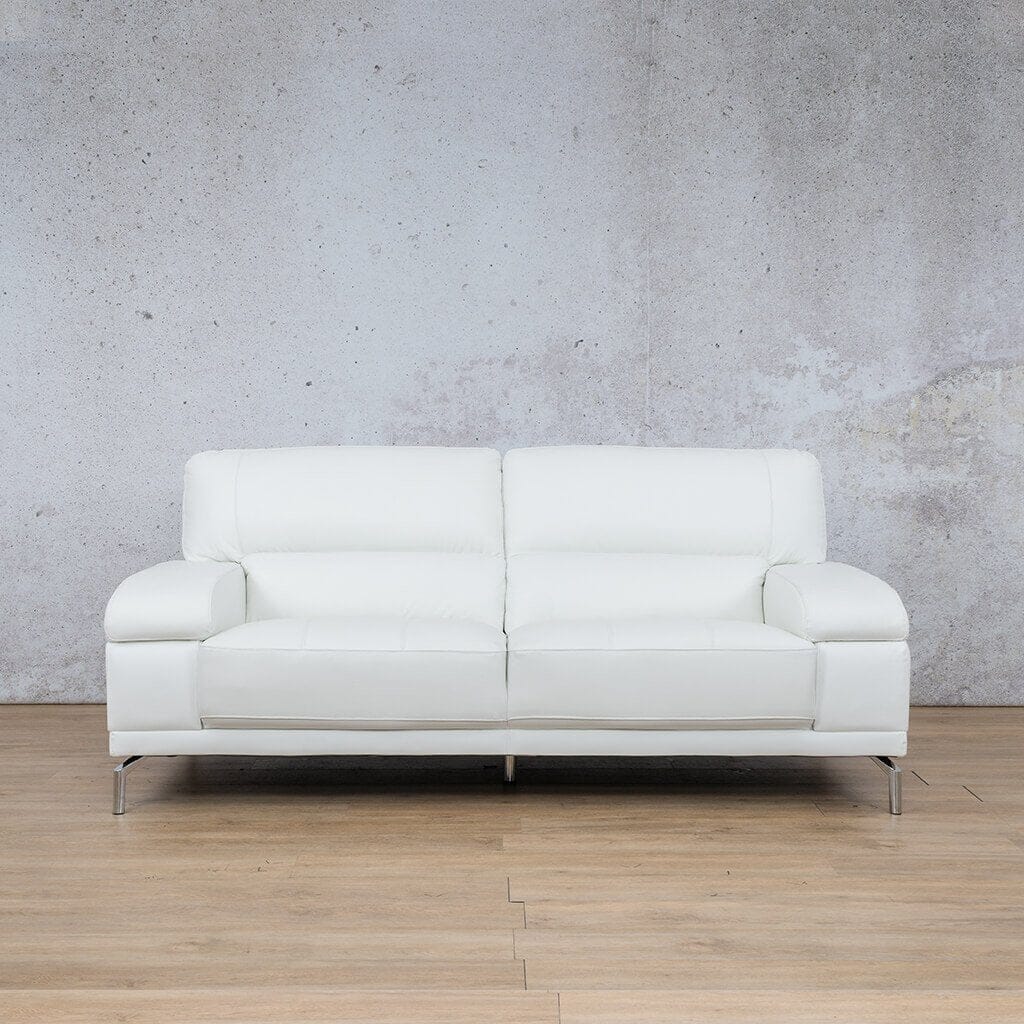 Front view of Adaline 2 seater couch in White | two seater couch, couches for sale, pleather couch, two seater leather couch