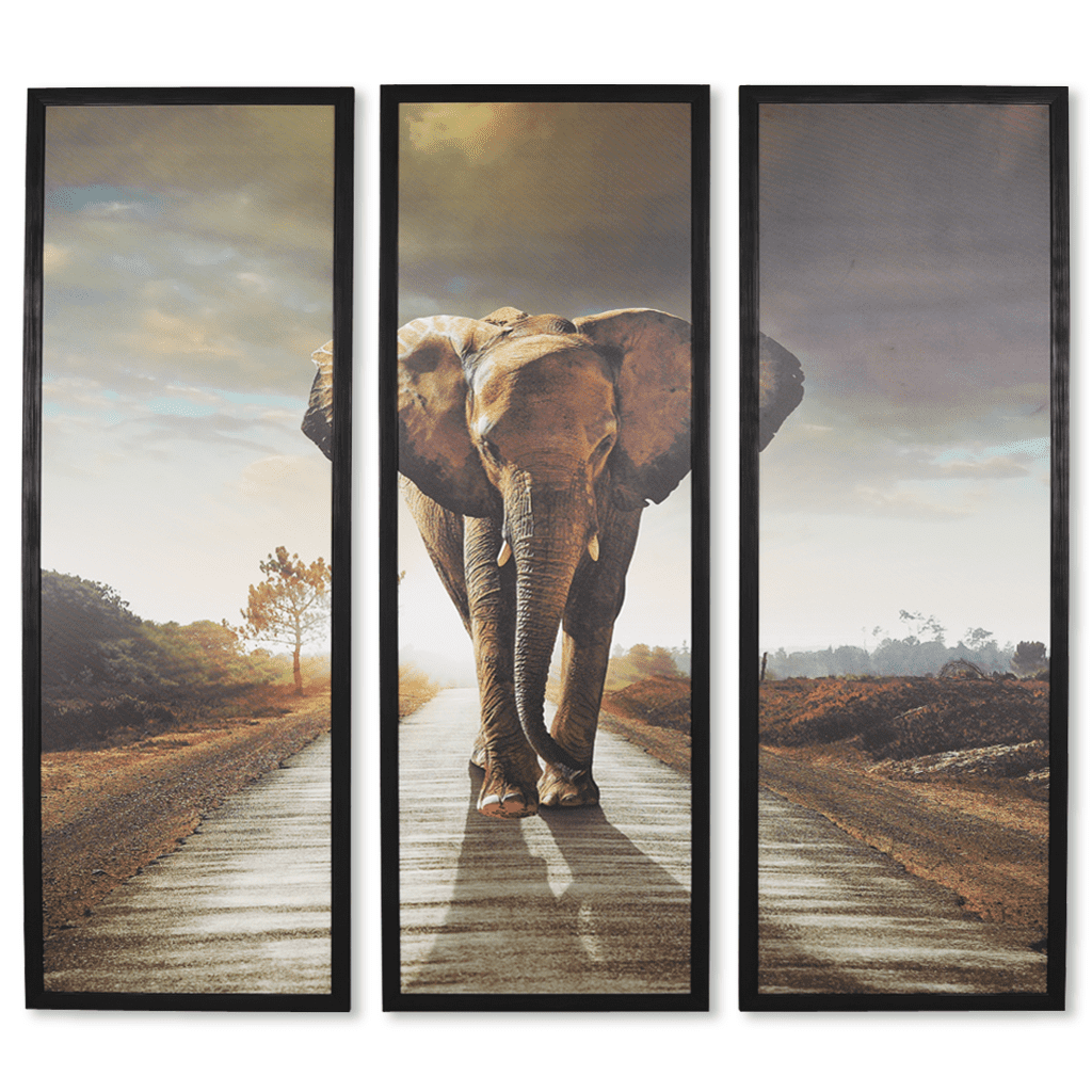 African Elephant 3 Piece Painting Leather Gallery