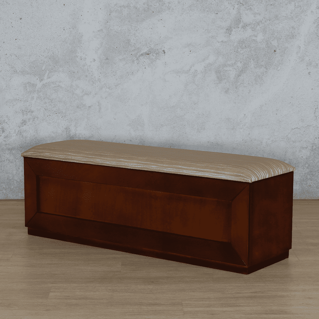 Angled Front View of the Amy Kist | Blanket Storage Box | Wooden Kist | Leather Gallery