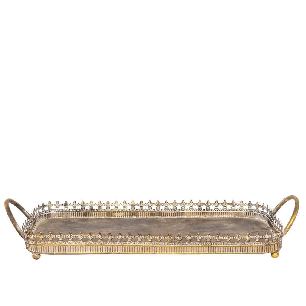 Angola Gold Metal Tray - Large Trays Leather Gallery
