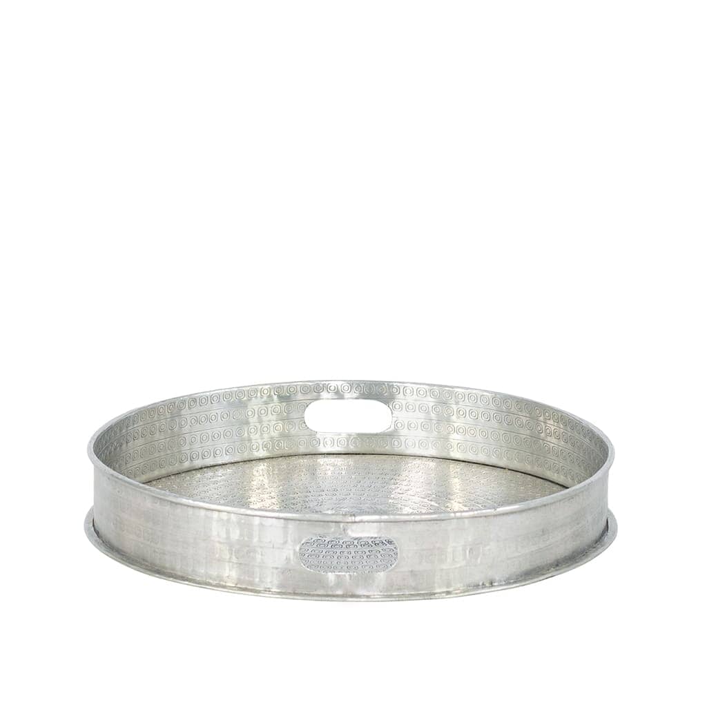 Aries Carved Tray Trays Leather Gallery 40.5 x 6cm Silver