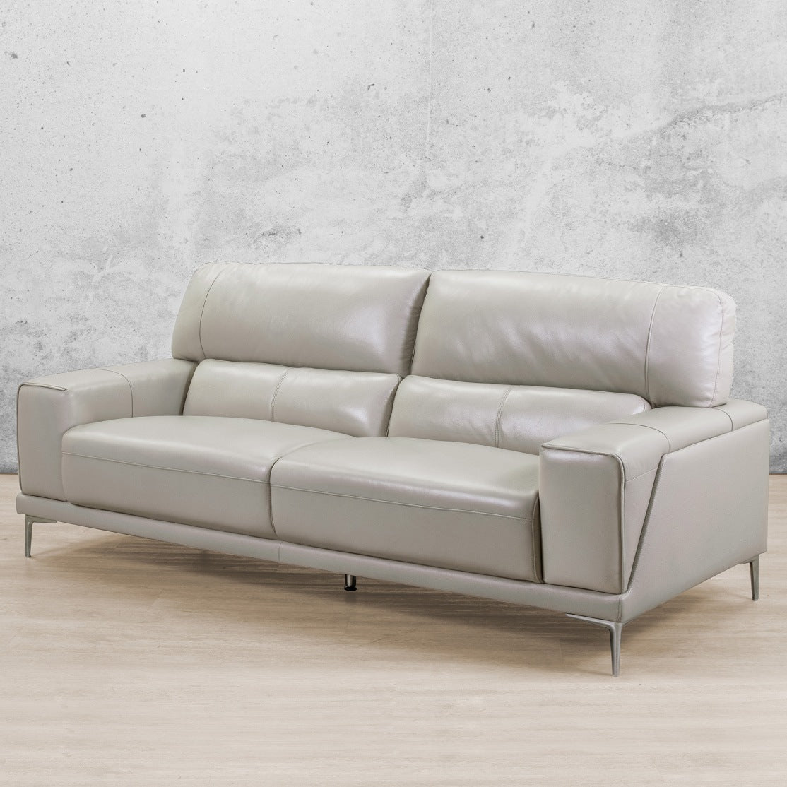 Atlanta 3 Seater Leather Couch Luxe Beige