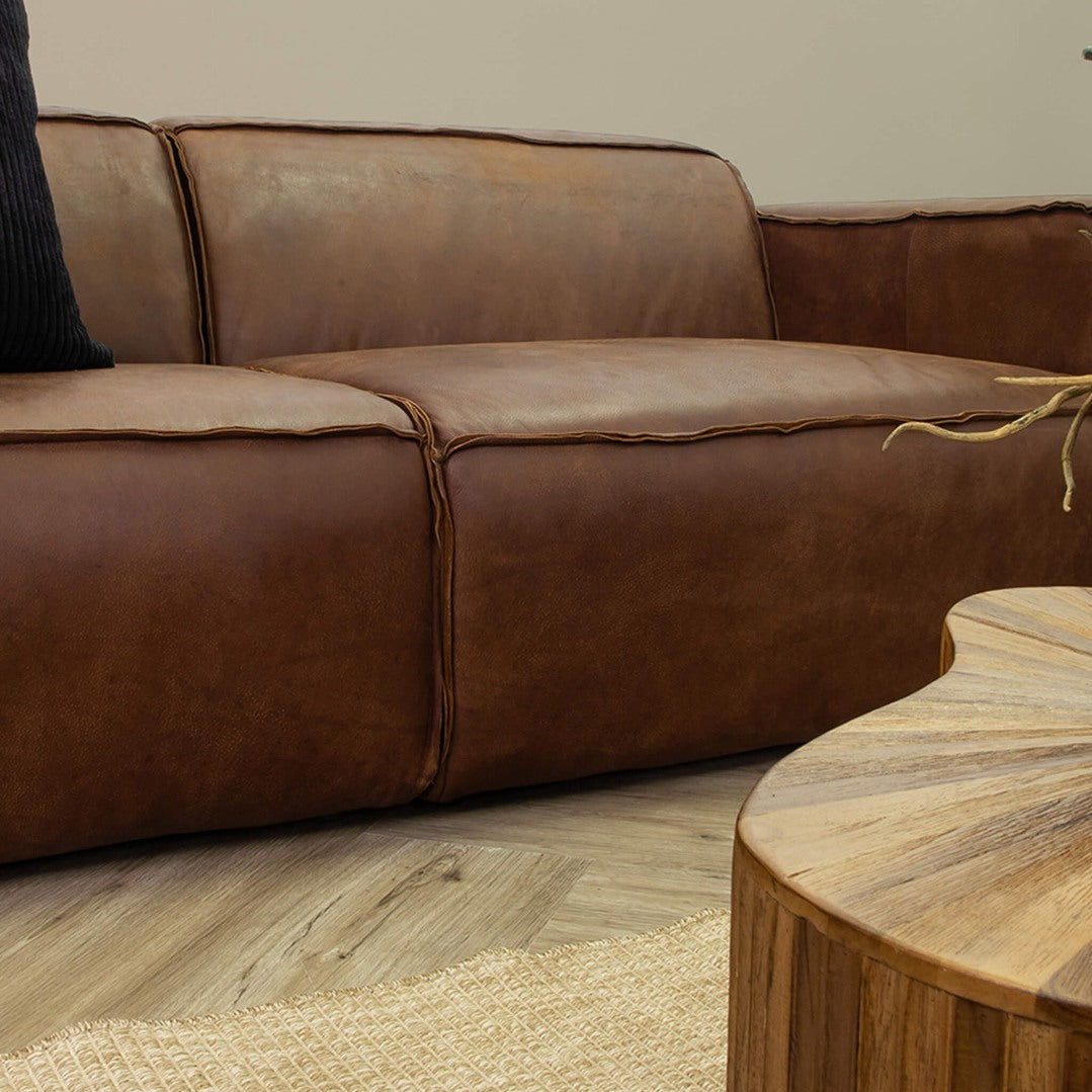 Austin Leather Couch Woodlands Spice