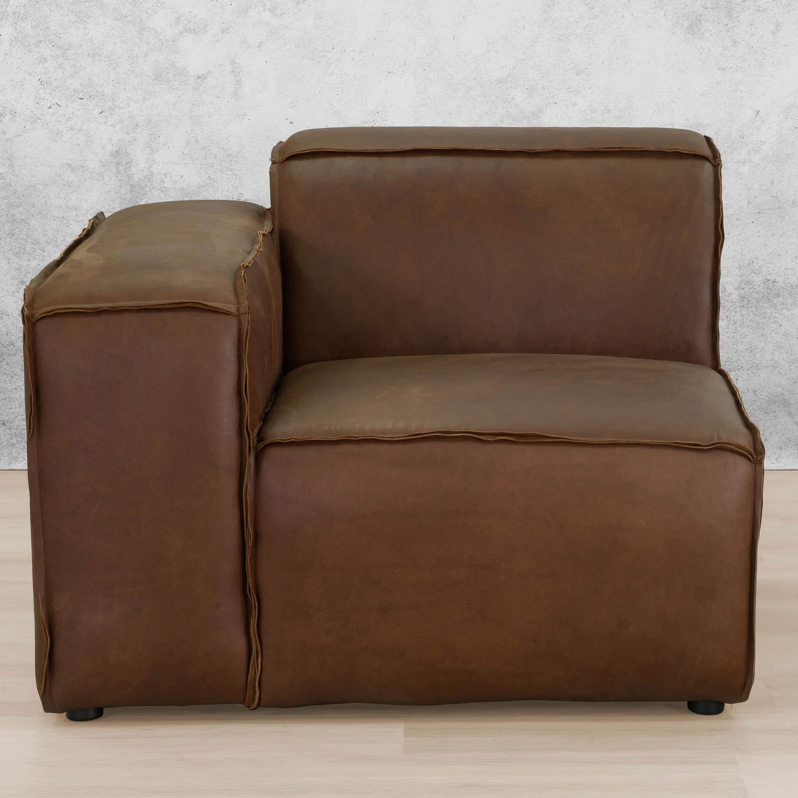 Austin 1 arm Seater Leather Couch - LHF Woodlands Spice