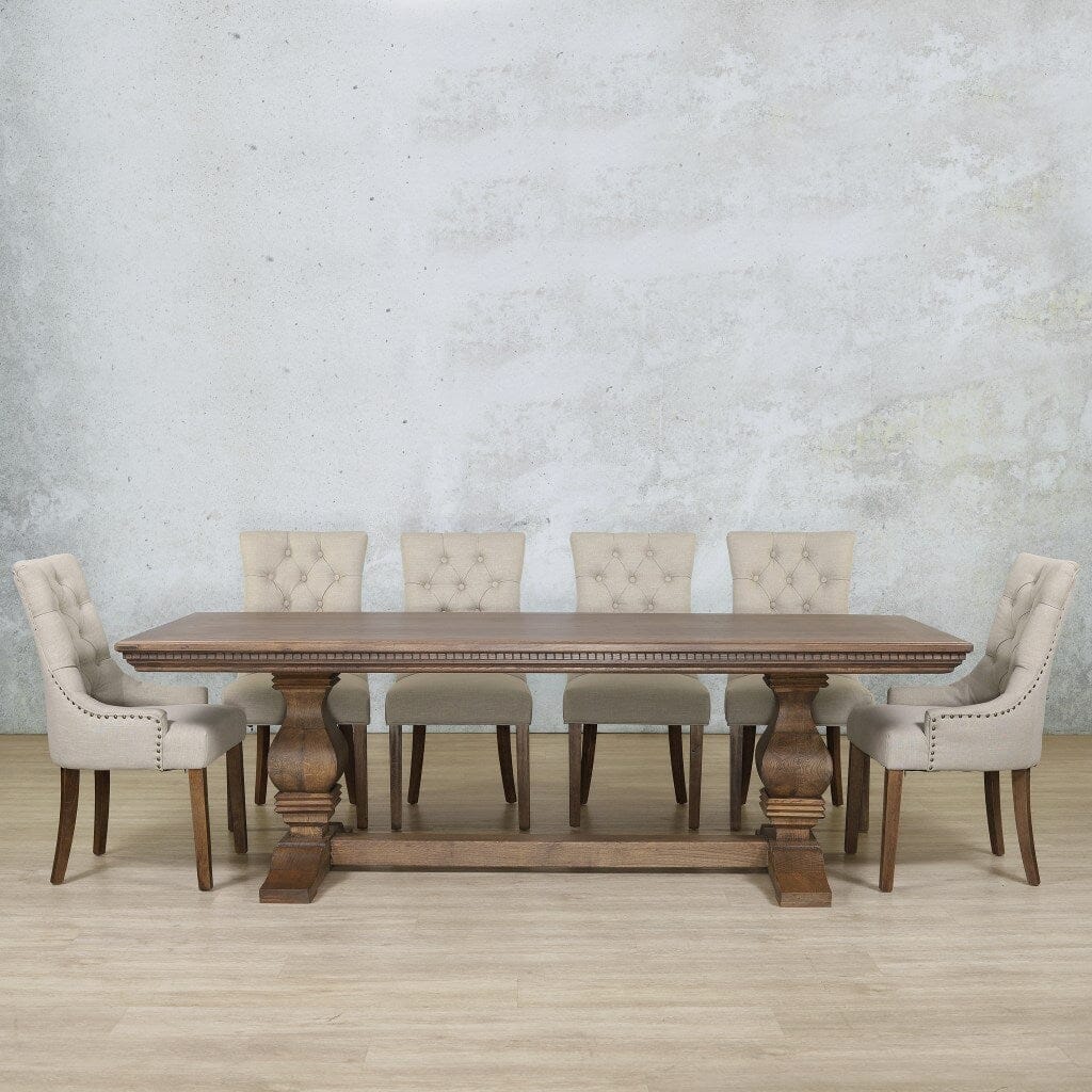 Belmont Fluted Wood & Duchess 10 Seater Dining Set Dining room set Leather Gallery Antique Dark Oak