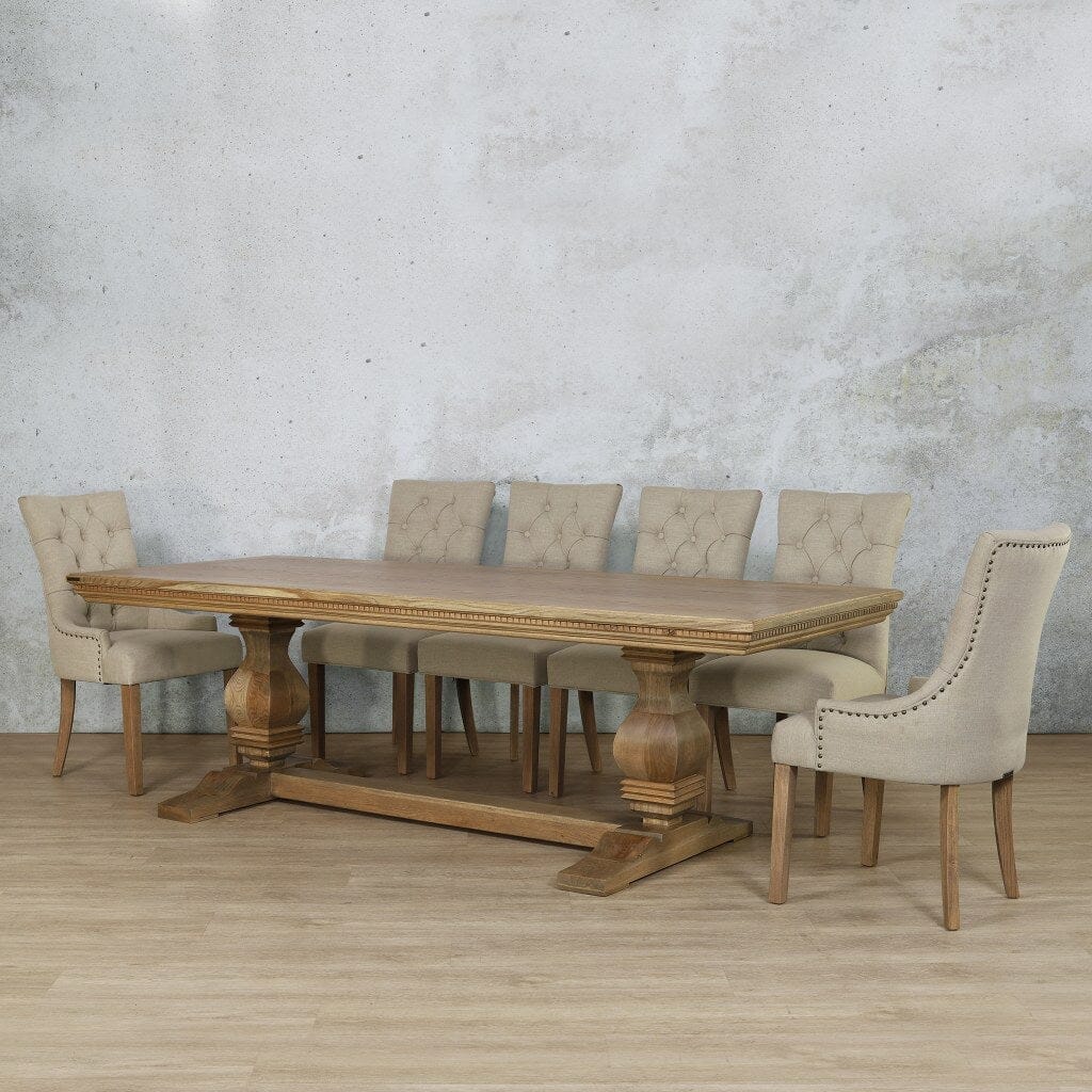 Belmont Fluted Wood & Duchess 10 Seater Dining Set Dining room set Leather Gallery