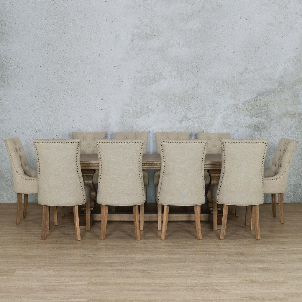 Belmont Fluted Wood & Duchess 10 Seater Dining Set Dining room set Leather Gallery