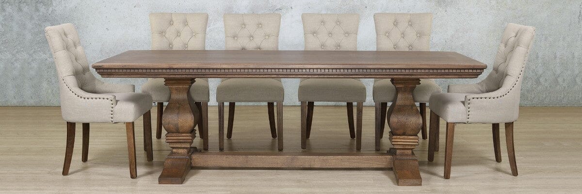 Belmont Fluted Wood & Duchess 10 Seater Dining Set Dining room set Leather Gallery