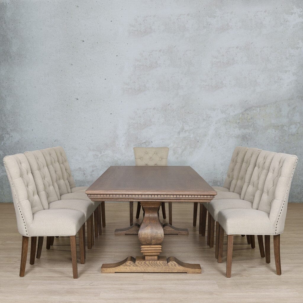 Belmont Fluted Wood & Duchess 10 Seater Dining Set Dining room set Leather Gallery