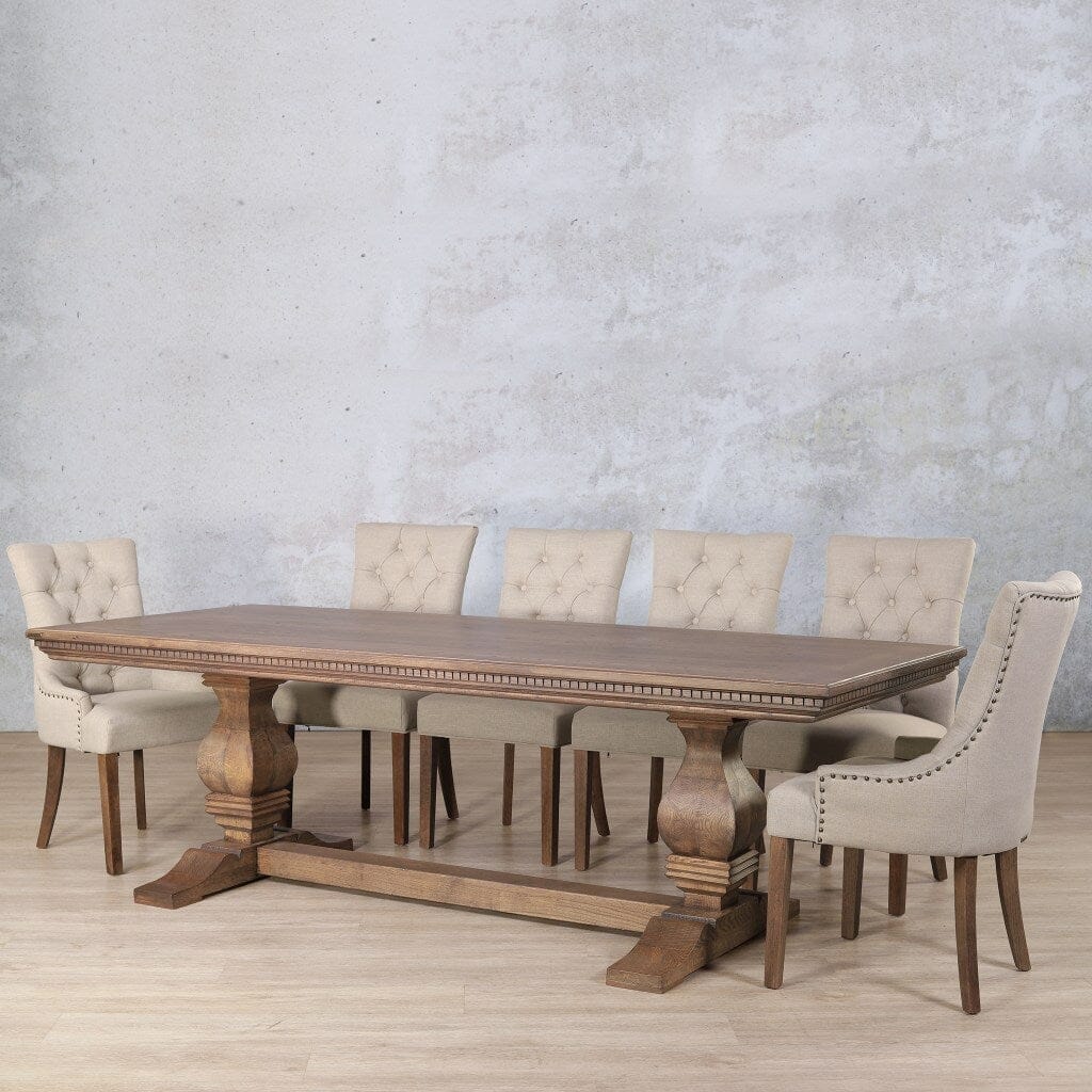 Belmont Fluted Wood & Duchess 10 Seater Dining Set Dining room set Leather Gallery
