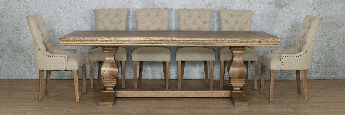 Belmont Fluted Wood & Duchess 10 Seater Dining Set Dining room set Leather Gallery