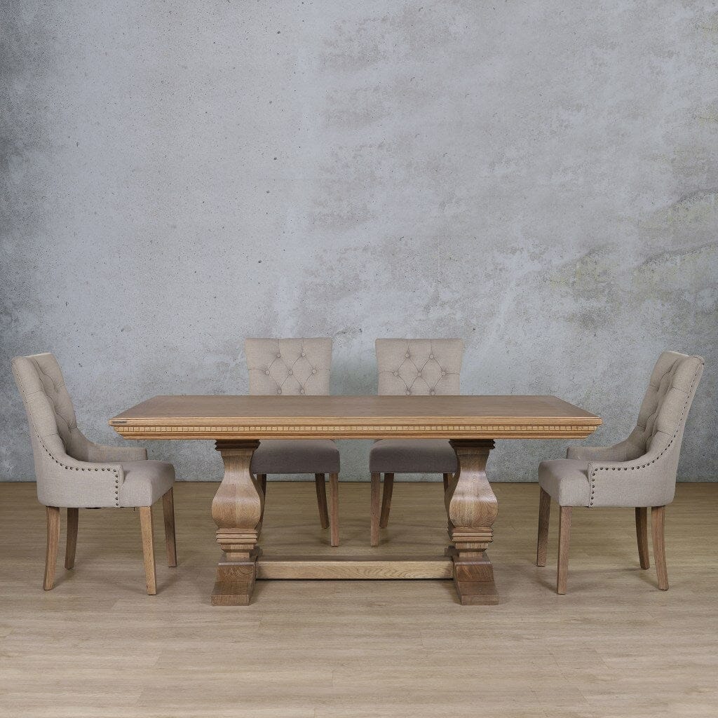 Belmont Fluted Wood & Duchess 6 Seater Dining Set Dining room set Leather Gallery Antique Natural Oak