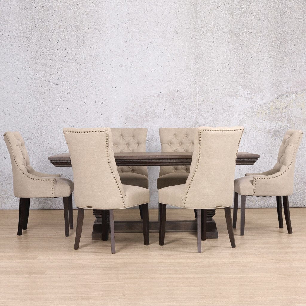 Belmont Fluted Wood & Duchess 6 Seater Dining Set Dining room set Leather Gallery