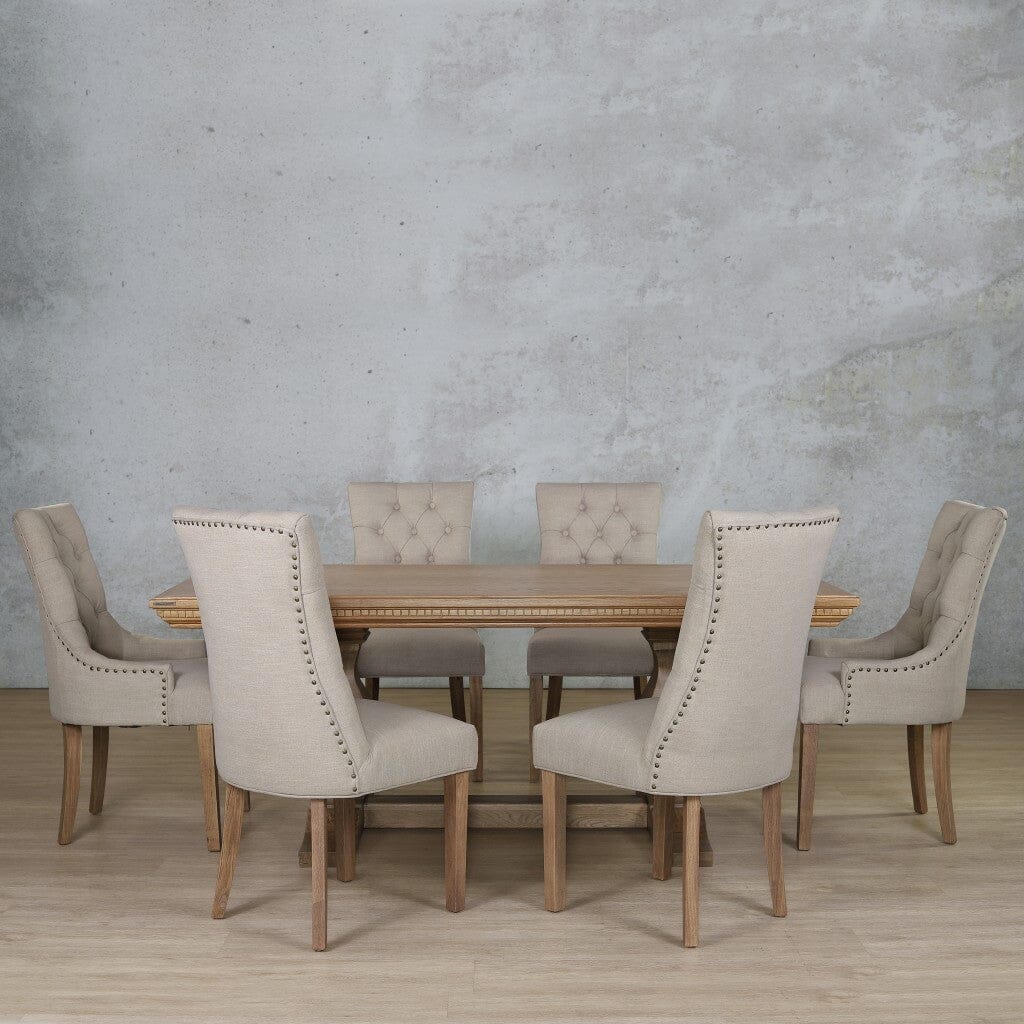 Belmont Fluted Wood & Duchess 6 Seater Dining Set Dining room set Leather Gallery
