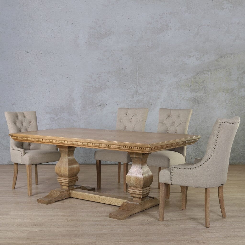 Belmont Fluted Wood & Duchess 6 Seater Dining Set Dining room set Leather Gallery