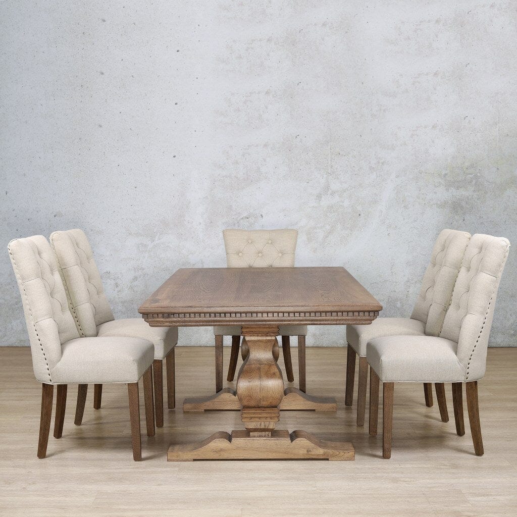 Belmont Fluted Wood & Duchess 6 Seater Dining Set Dining room set Leather Gallery