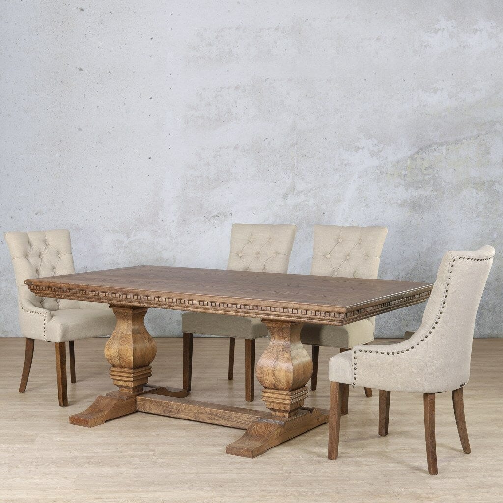Belmont Fluted Wood & Duchess 6 Seater Dining Set Dining room set Leather Gallery