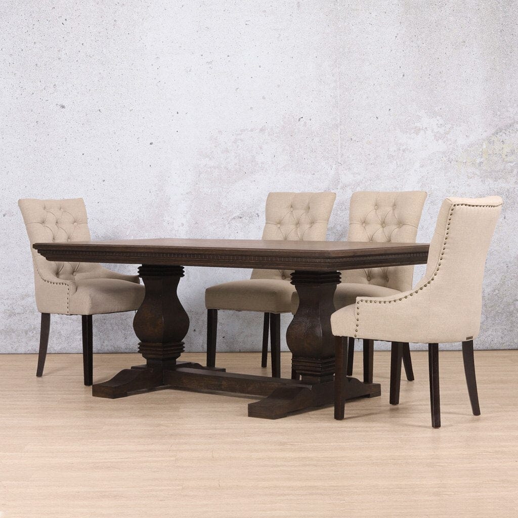 Belmont Fluted Wood & Duchess 6 Seater Dining Set Dining room set Leather Gallery