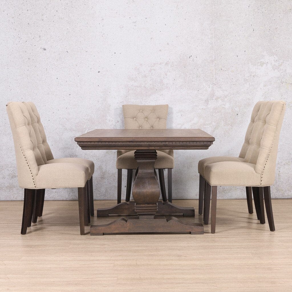 Belmont Fluted Wood & Duchess 6 Seater Dining Set Dining room set Leather Gallery