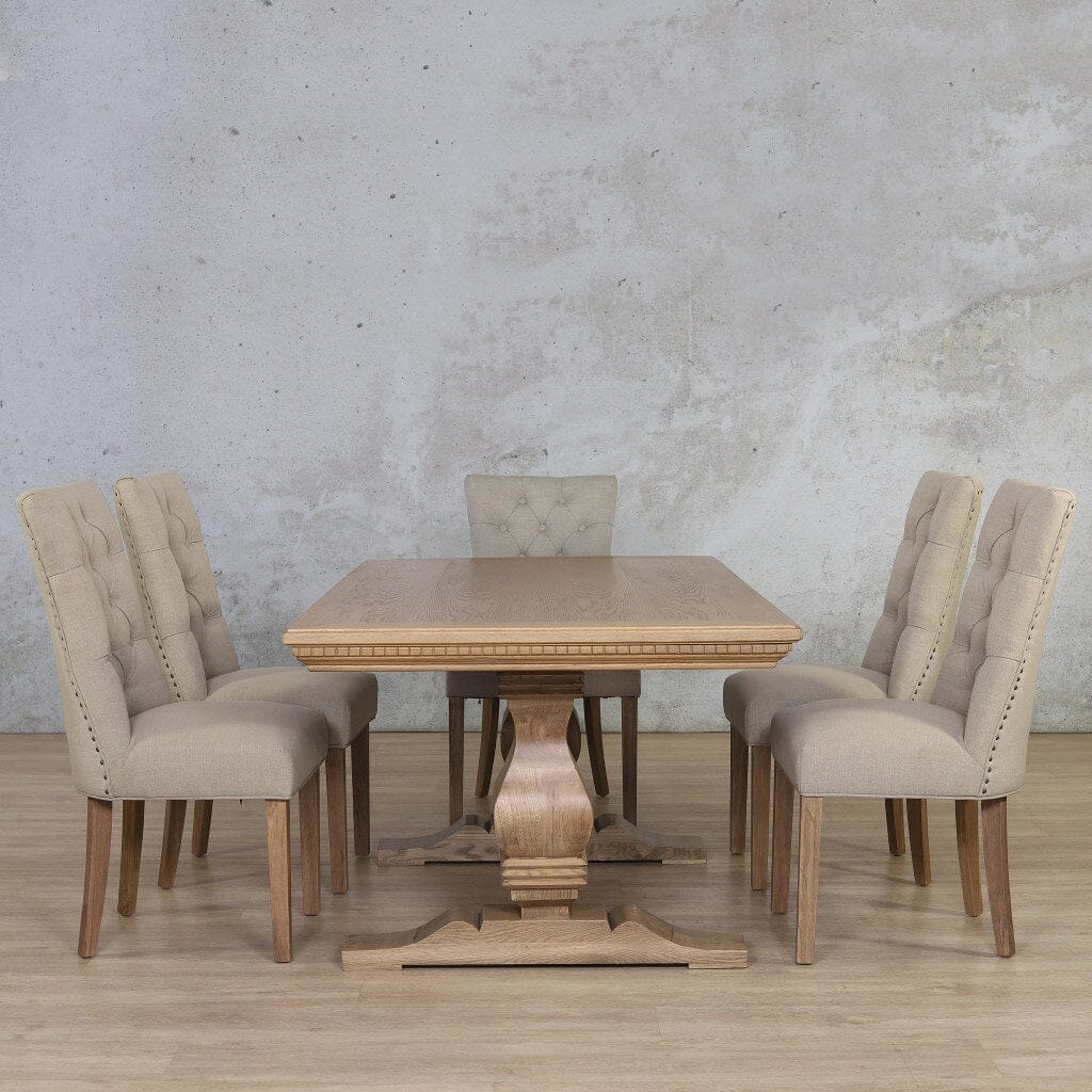 Belmont Fluted Wood & Duchess 6 Seater Dining Set Dining room set Leather Gallery