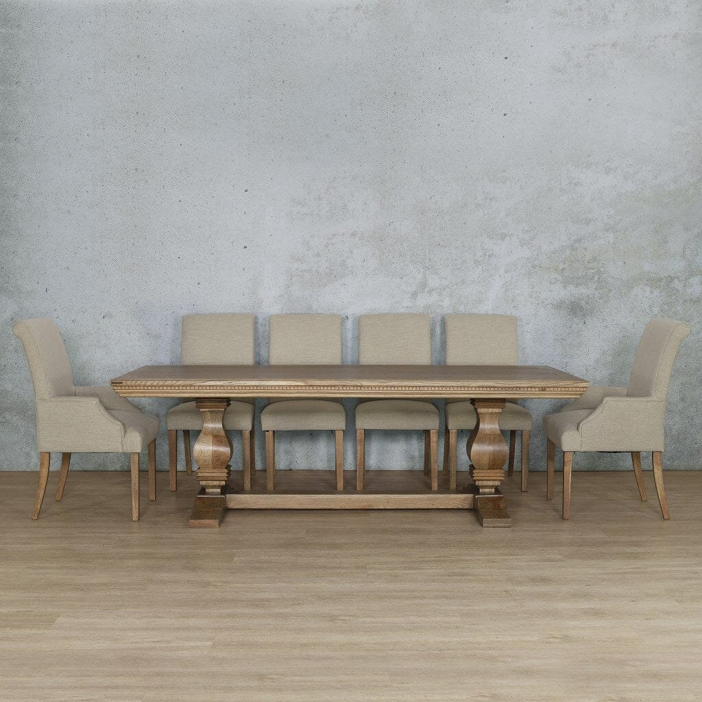 Belmont Fluted Wood Top & Baron 10 Seater Dining Set Dining room set Leather Gallery Antique Natural Oak