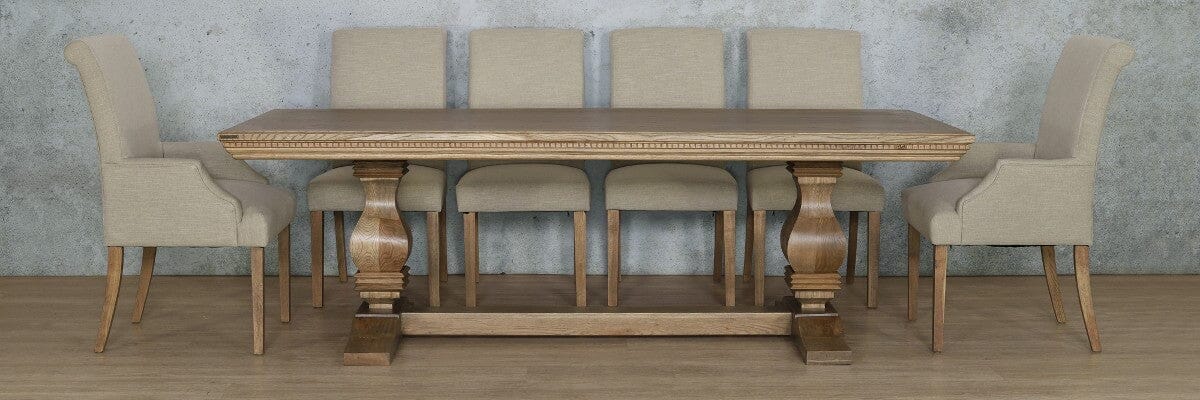 Belmont Fluted Wood Top & Baron 10 Seater Dining Set Dining room set Leather Gallery