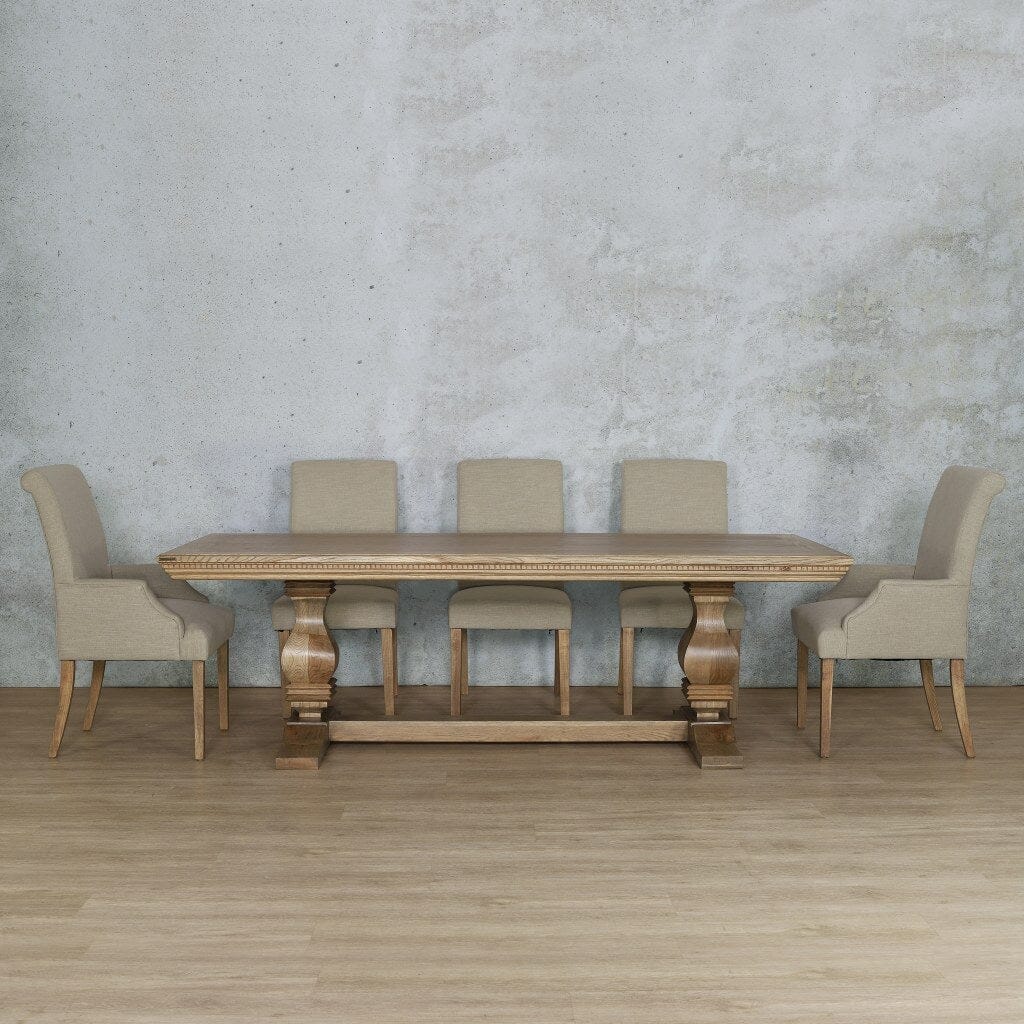 Belmont Fluted Wood Top & Baron 8 Seater Dining Set Dining room set Leather Gallery Antique Natural Oak