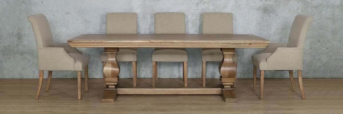 Belmont Fluted Wood Top & Baron 8 Seater Dining Set Dining room set Leather Gallery