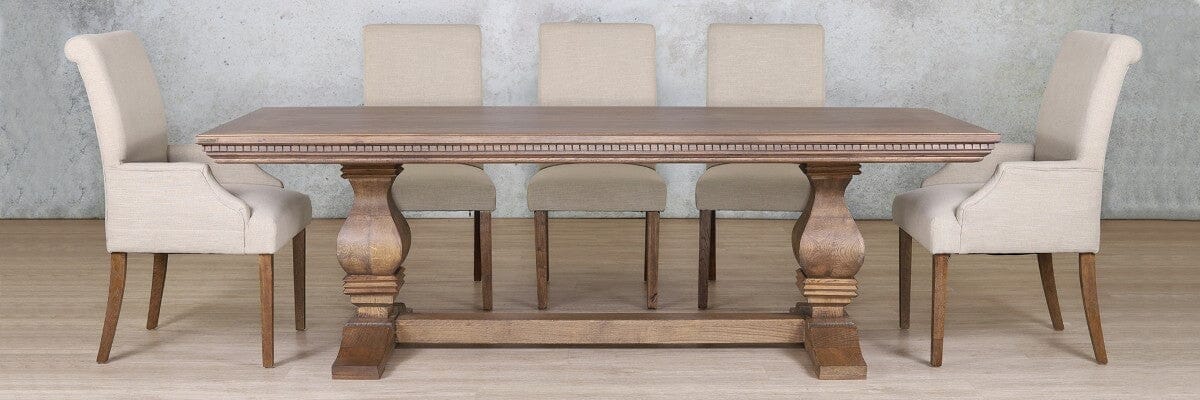 Belmont Fluted Wood Top & Baron 8 Seater Dining Set Dining room set Leather Gallery