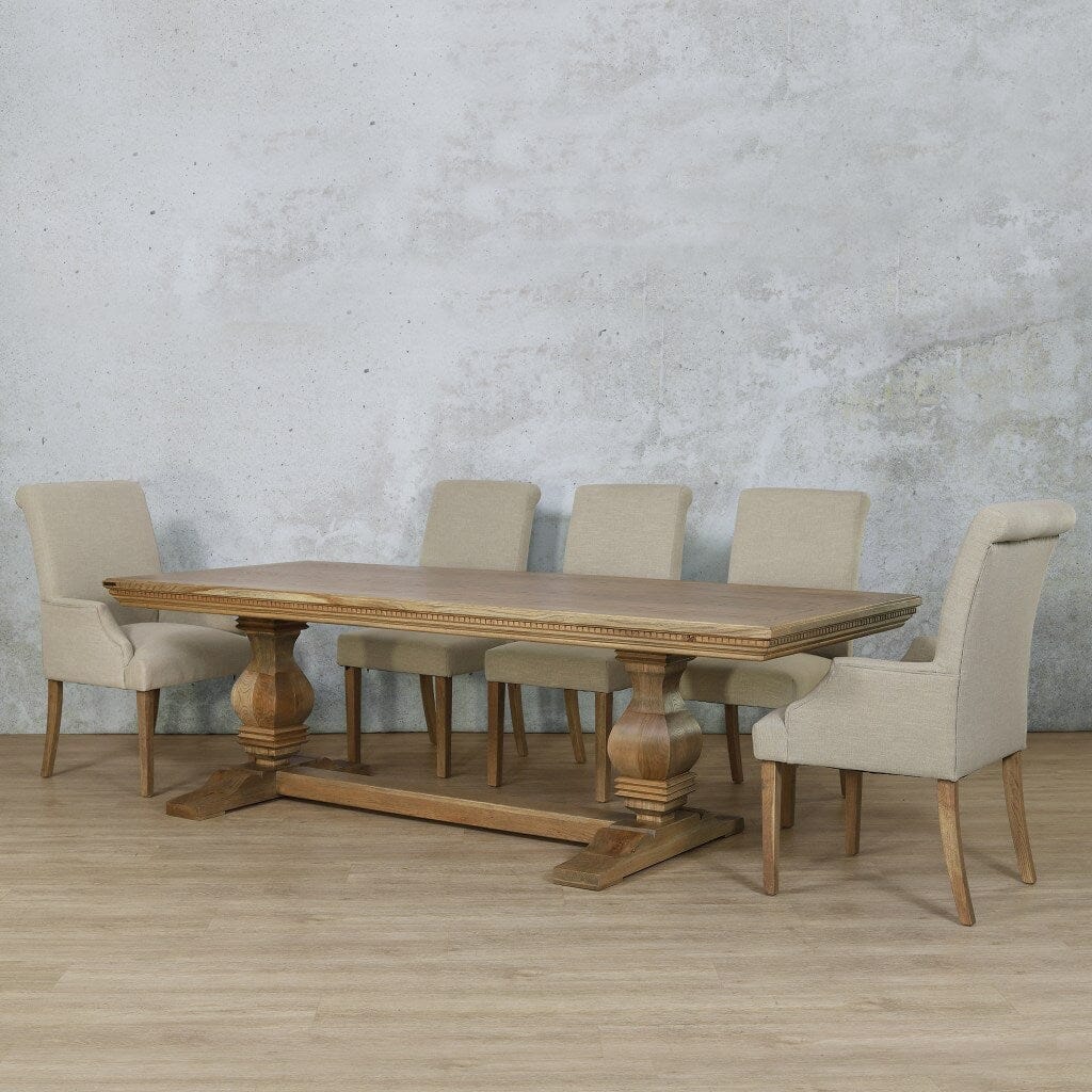 Belmont Fluted Wood Top & Baron 8 Seater Dining Set Dining room set Leather Gallery  Antique Natural Oak