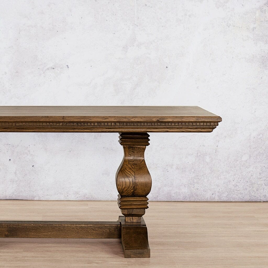 Belmont Fluted Wood Dining Table - 1.9M / 6 Seater Dining Table Leather Gallery-antique-dark-oak