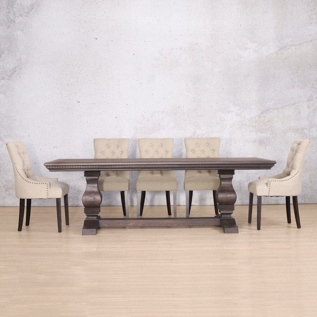 Belmont Fluted Wood Top & Duchess 8 Seater Dining Set Dining room set Leather Gallery